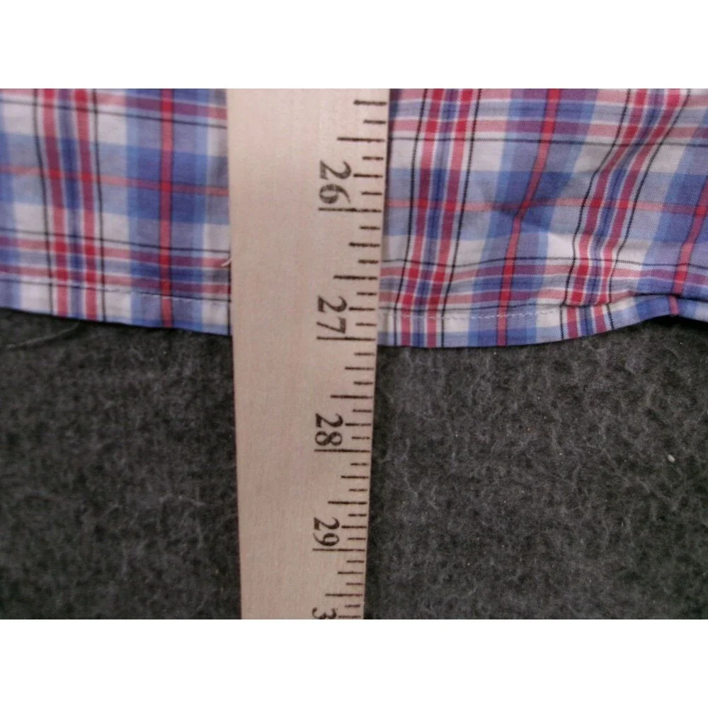 Banana Republic Shirt Men Small Blue Red Plaid Casual Preppy Classic Office Work